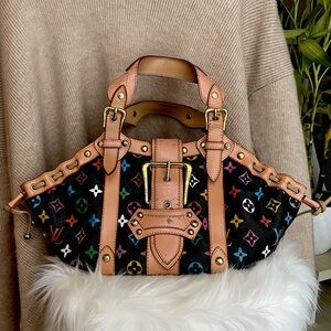 Louis Vuitton Theda Leather Black Monogram Multi Color Hand Bag (Vintage)